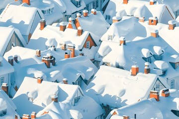 Snowy Roofs in a European Village