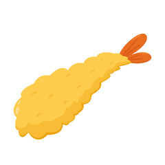 Tempura fried shrimp vector isolated illustration. Tempura fried shrimp on white background.