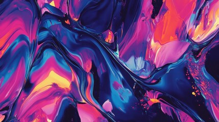 Abstract liquid acrylic painting mixing together swirling colors