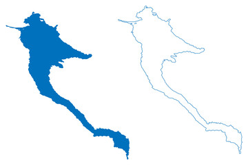 Fototapeta premium Lake Kallsjon (Kingdom of Sweden) map vector illustration, scribble sketch Kallsjön map