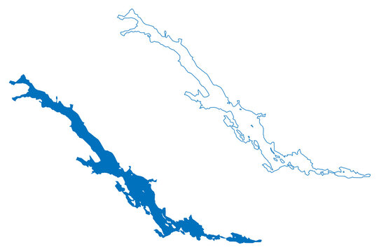 Lake Hornavan (Kingdom of Sweden) map vector illustration, scribble sketch Hornavan map
