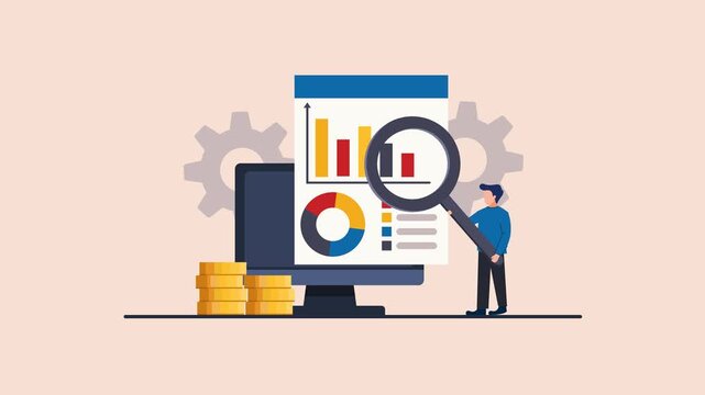 normal and green screen mode, business analysis statistics animation