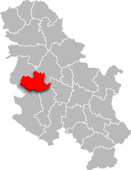 kolubara district map ADMINISTRATIVE DIVISIONS of SERBIA 3d isometric map