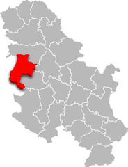 MAčVA district map ADMINISTRATIVE DIVISIONS of SERBIA 3d isometric map