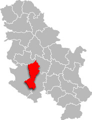 moravica district map ADMINISTRATIVE DIVISIONS of SERBIA 3d isometric map