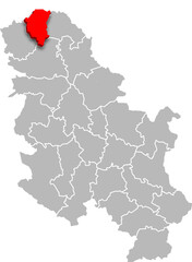 NORTH Bačka district map ADMINISTRATIVE DIVISIONS of SERBIA 3d isometric map