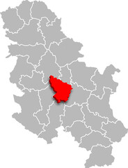 sumadija district map ADMINISTRATIVE DIVISIONS of SERBIA 3d isometric map
