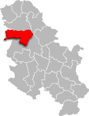 SREM district map ADMINISTRATIVE DIVISIONS of SERBIA 3d isometric map