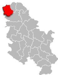 WEST Bačka district map ADMINISTRATIVE DIVISIONS of SERBIA 3d isometric map