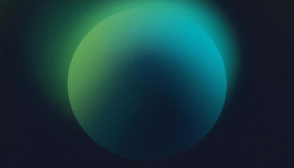 abstract green blue grainy planet, black background vibrant gradient