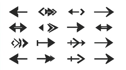 Black arrow set icons. Arrow icon. Arrow collection. Arrow. Direction set. Cursor. Modern simple arrows.