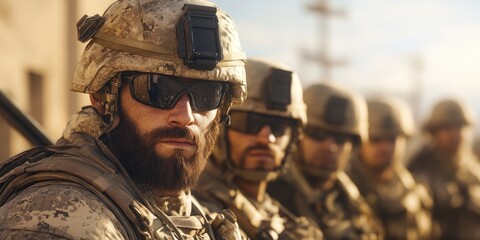 Men in Military Uniforms Standing Together