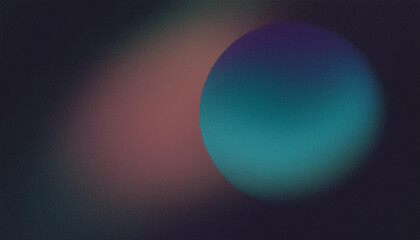 abstract green blue red grainy planet, black background vibrant gradient