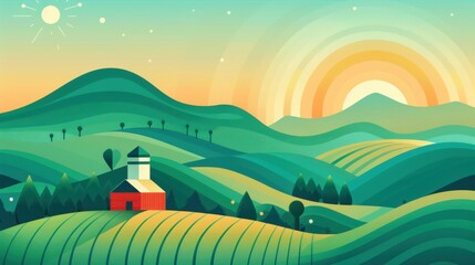 Obraz premium Agricultural big data, large-scale farm data insights, flat design illustration