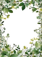 Obraz premium green leaves border frame on white