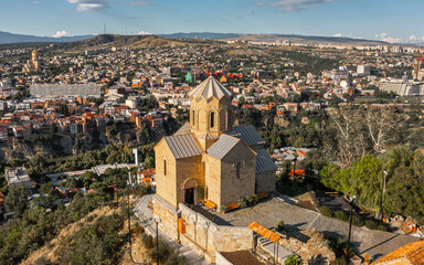 Aerial view of Tabor Monastery of the Transfiguration in Tbilisi