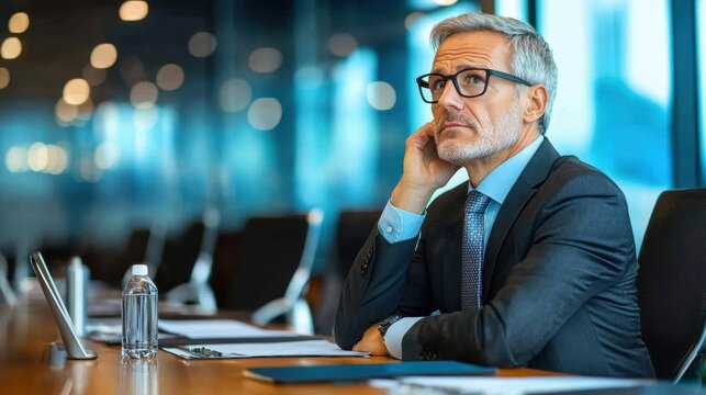 A manager in a boardroom, looking frustrated as they face a difficult decision