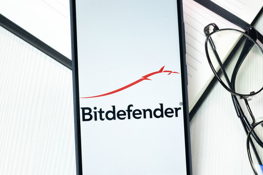 New York, USA - 10 August 2024: Bitdefender Logo on Phone Screen, Company Icon on Display