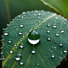 Fototapeta premium water drops on leaf