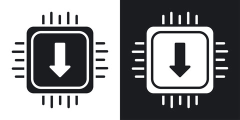 Firmware vector icon set black filled and outlined style.