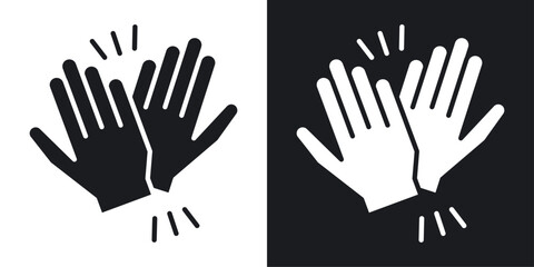 High Five vector icon set black filled and outlined style.