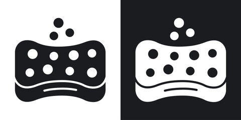 Bath sponge vector icon set black filled and outlined style.