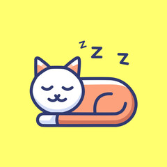 Cute cat sleeping cartoon vector flat style illustration