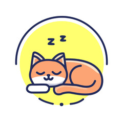 Cute cat sleeping cartoon vector flat style illustration