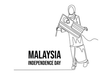 Malaysia Independence Day concept. Single line draw design vector graphic illustration.