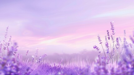Obraz premium Lavender Field at Sunset with a Dreamy Vibe
