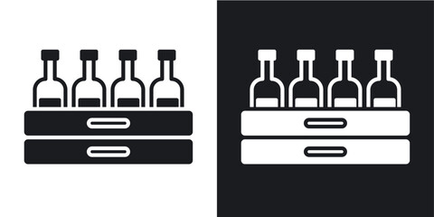 Box of wine vector icon set black filled and outlined style.