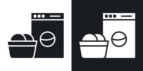 Laundry vector icon set black filled and outlined style.