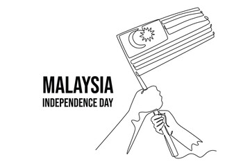 Malaysia Independence Day concept. Single line draw design vector graphic illustration.