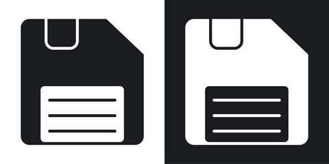 Save file vector icon set black filled and outlined style.