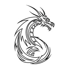 black and white dragon. logos and tattoos. outline design style. Suitable for e-sports, games, squads, etc. design template vector
