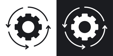 Automation vector icon set black filled and outlined style.