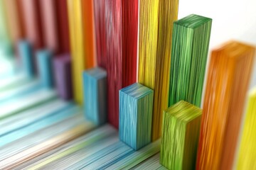 Obraz premium Colorful 3D Bars in Abstract Data Visualization on White Background