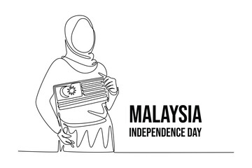Malaysia Independence Day concept. Single line draw design vector graphic illustration.