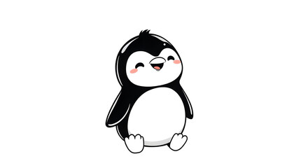 Obraz premium A Cartoon Illustration of a Smiling Penguin, black and white coloring pages.