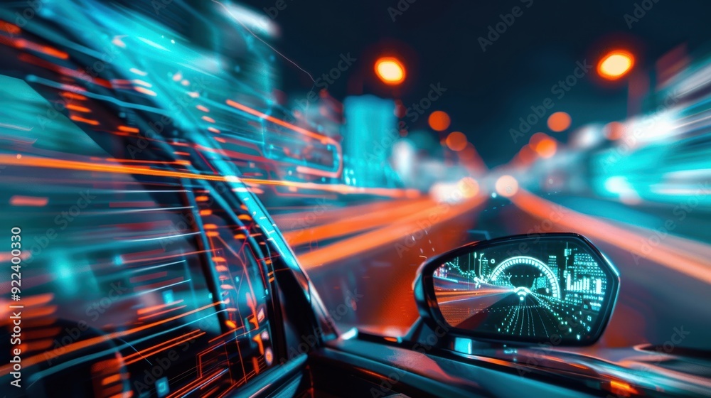 Poster autonomous vehicle using 5g for real-time navigation, advanced and reliable.