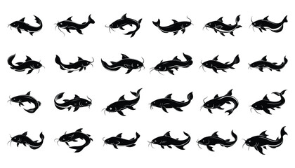 Naklejka premium catfish silhouette design bundle set with white background