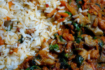Delicious Rice and Vegetable Stew Served in a Vibrant Bowl for a Comforting Asian Meal