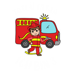 cartoon of fire fighter