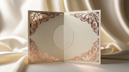 Rose Gold Wedding Invitation: Elegant, romantic and sophisticated wedding invitation with a rose gold design, perfect for a luxurious celebration. A blank card ready for personalization.
