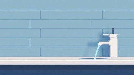 Water Conservation Efforts, a flat design illustration showcasing the importance of turning off taps to save water, emphasizing sustainability and responsible usage.