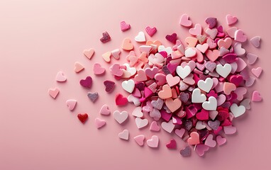 Candies Hearts On Pink And White Paper