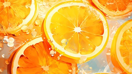 A refreshing image of oranges and ice, perfect for summer-themed designs and advertisements.
