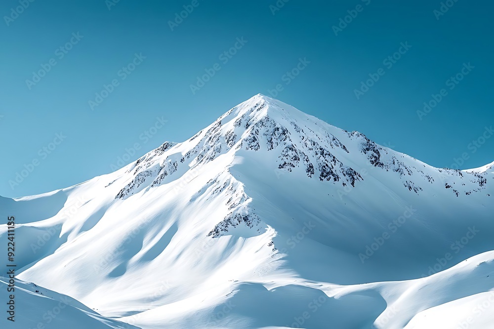 Wall mural Snowy Mountain Peak with Blue Sky Realistic Photo