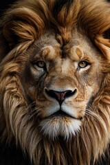 Majestic Lion Portrait with Intense Gaze