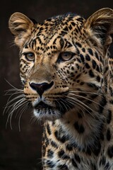 Naklejka premium Majestic Leopard Portrait with Intense Gaze